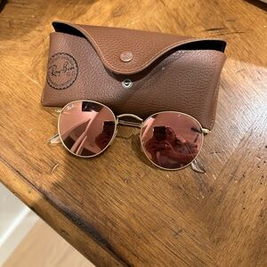 Ray-Ban Gold Frame Sunglasses with Rose Lenses